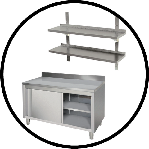 meuble et etageres inox